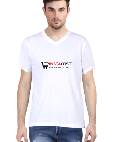 Male Vneck Half Sleeve White T Shirts